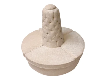 Hollywood Regency Round Banquet Settee Tufted Lobby Sofa in Bouclé, 1980s